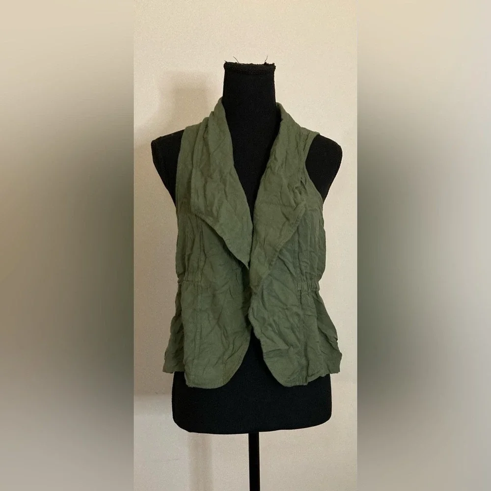 Belle du Jour Girls XL Olive Green Draped Open Front Cinched‎ Waist Rayon Vest